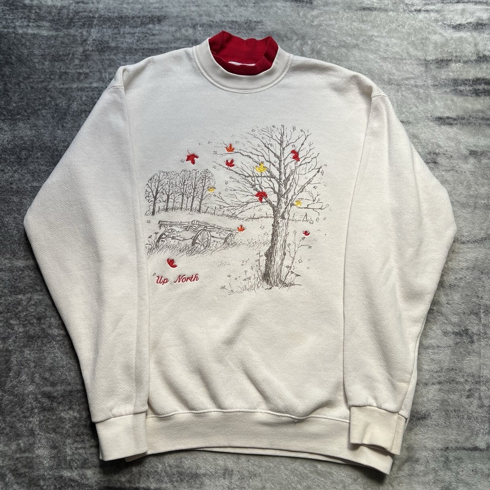 Vintage Lee Granny Fall Embroidered Tree Sweatshirt Cozycore Cottagecore M